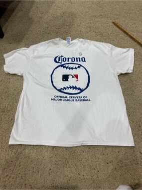 Corona MLB Shirt Mens 2XL White Graphic Tee Major League Baseball Beer Logo